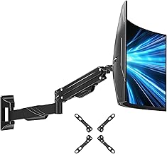 ELIVED Monitor Wall Mount for 17-43 Inch Ultrawide Screens, Gas Spring Monitor Arm Holds Up to 15kg, Adjustable Tilt Swivel Rotate Single Arm with VESA Extension Kit, VESA 75/100/200, EV3421B