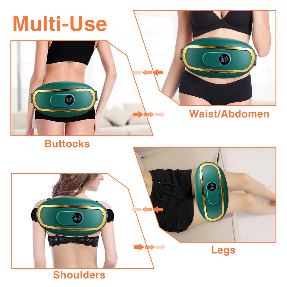 Elektrisches Bauchmassagegerät, Massage Schlankheitsgürtel, Mit Wärme- und Vibrationsfunktion zur Linderung von Verspannungen, geeignet für Bauch, Lendenwirbelsäule und Rücken (Grün)