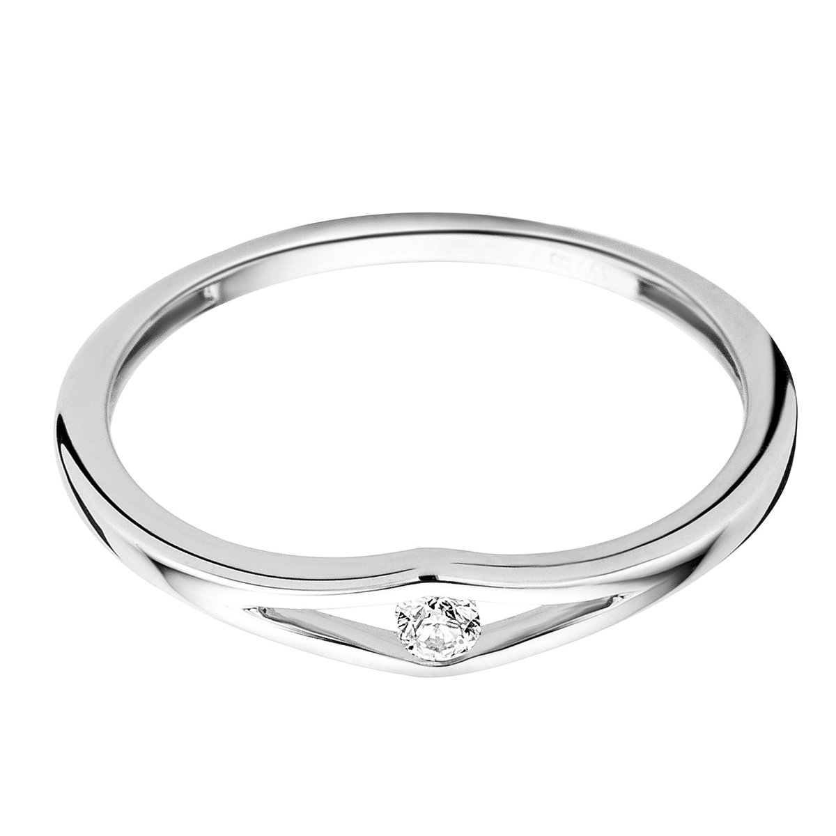 Miore MP9070R Oro Blanco Diamante Jewels – Anillo de compromiso 9 KT (375) con Brillant 0.05 ct
