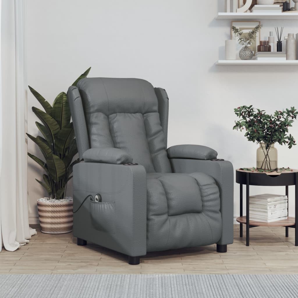 Sillón reclinable eléctrico, Sillon Relax Reclinable, Butaca Reclinable, Sillon Lactancia, Hogar Sillon Relax, Sofa Relax, Butaca Relax, Sillones Comodos, de Cuero sintético Gris