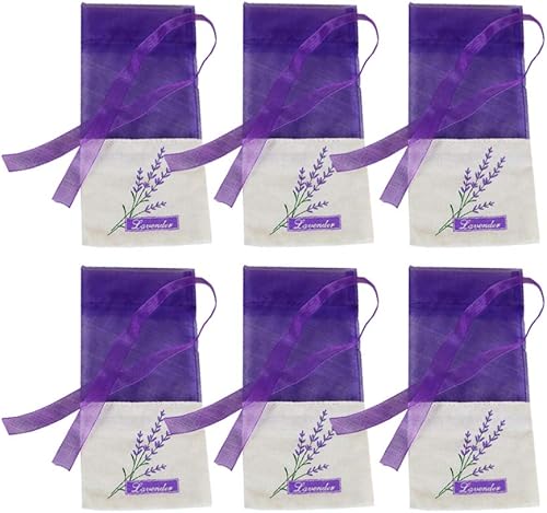 Miniatura 10 de VALICLUD 30 bolsas de bolsitas de lavanda, bolsas de organza, bolsas de especias, bolsas vacías con cordón, bolsas de malla pequeñas (morado claro)