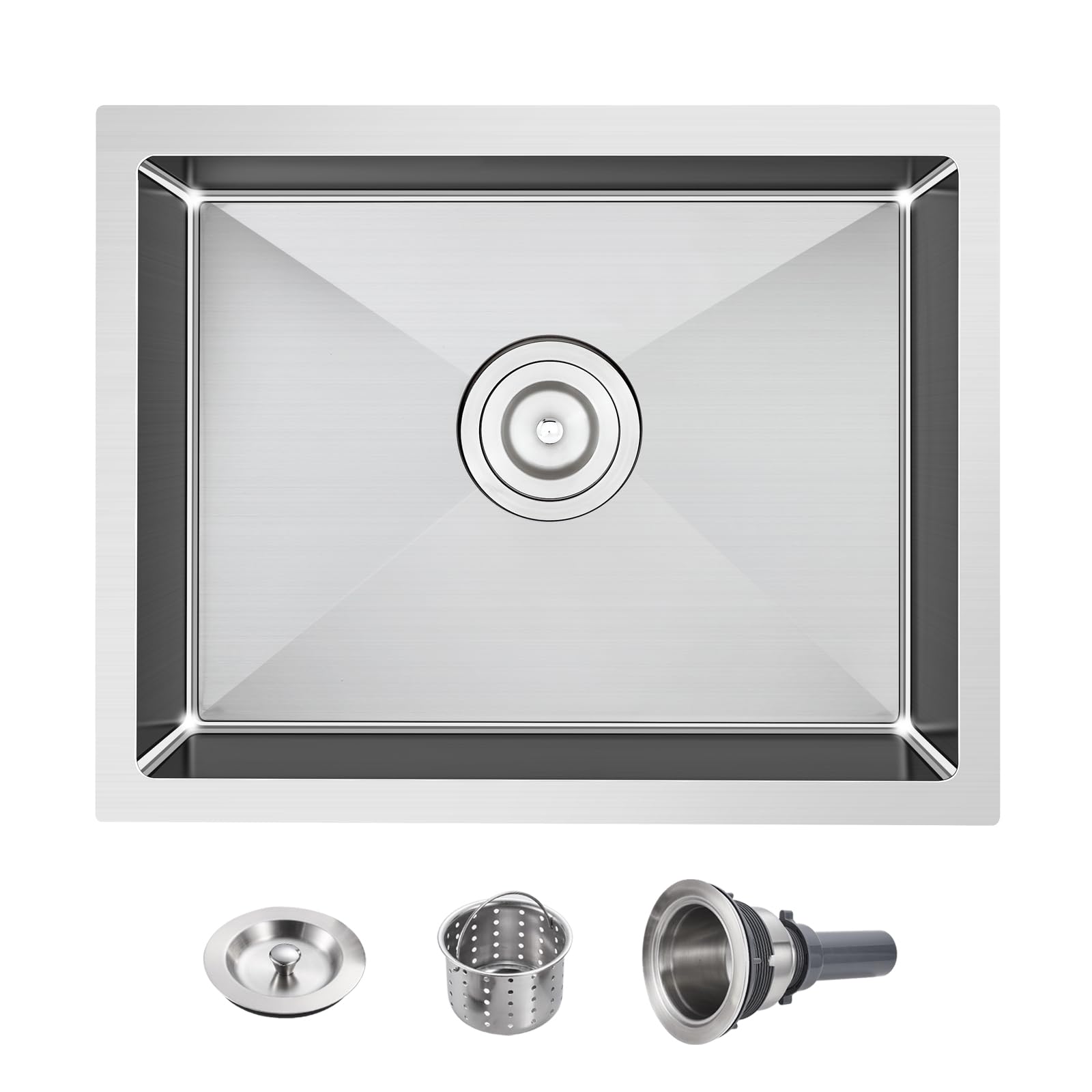 POPFLY 20×17 Inch Undermount Kitchen Sink, Small Wet Bar Prep Sink, 18 Gauge Stainless Steel Single Bowl 9 Inch Deep Rv Sink, Brushed Fregadero De Cocina