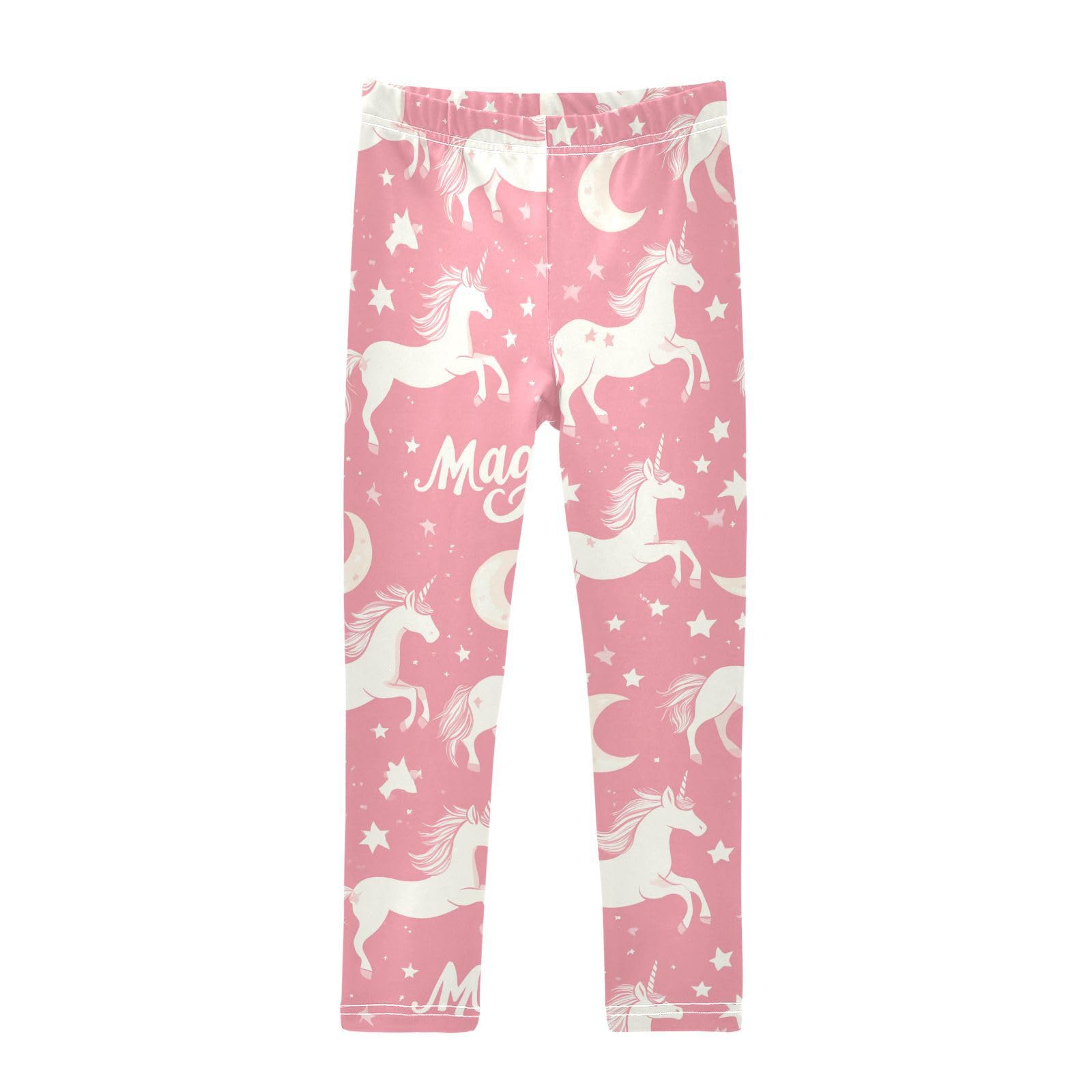 Unicorns Stars Girls' Leggings Toddler Doodles Cute Pink Kids Yoga Pants Dance Active Tights 9-10T