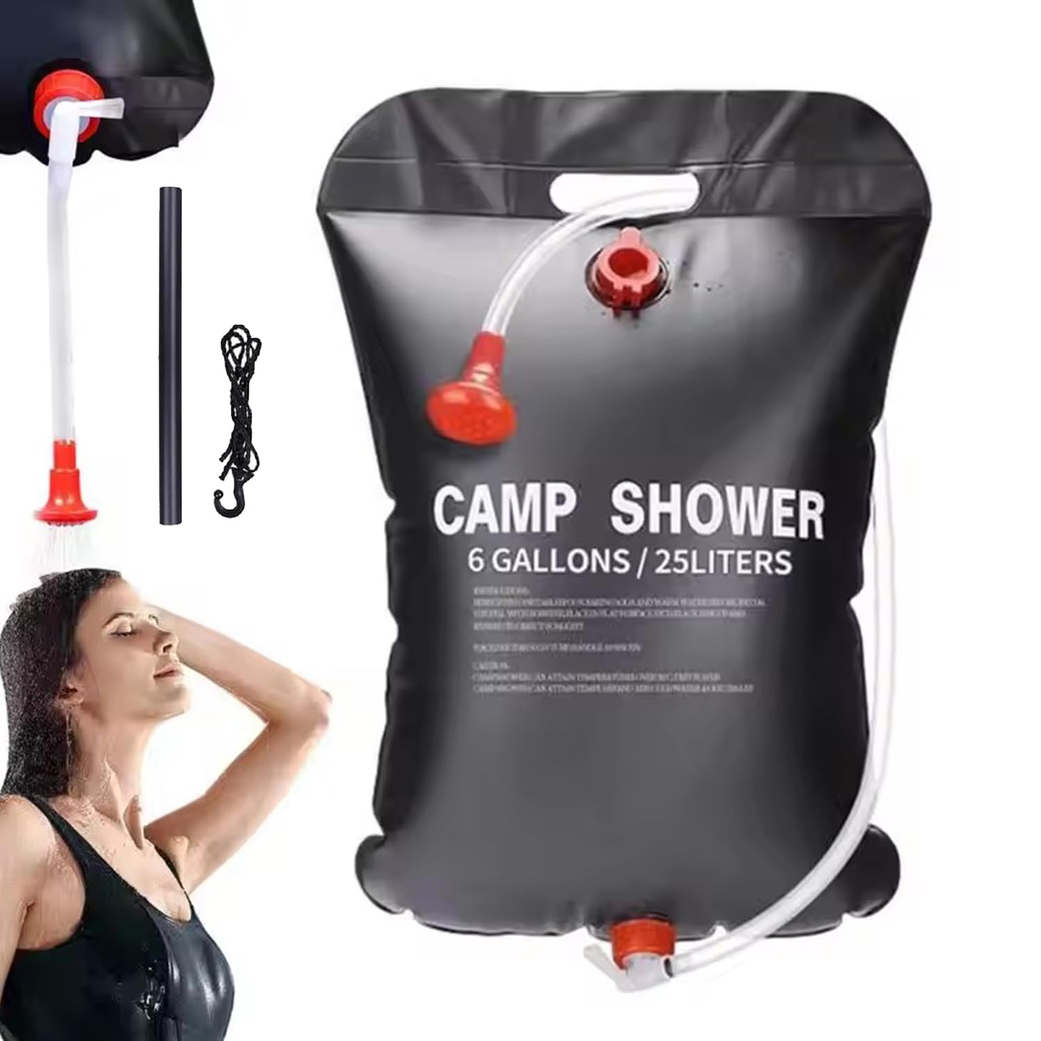 Borsa Doccia Solare 40L ASANMU - Con Tubo E Soffione, Per Campeggio E Trekking