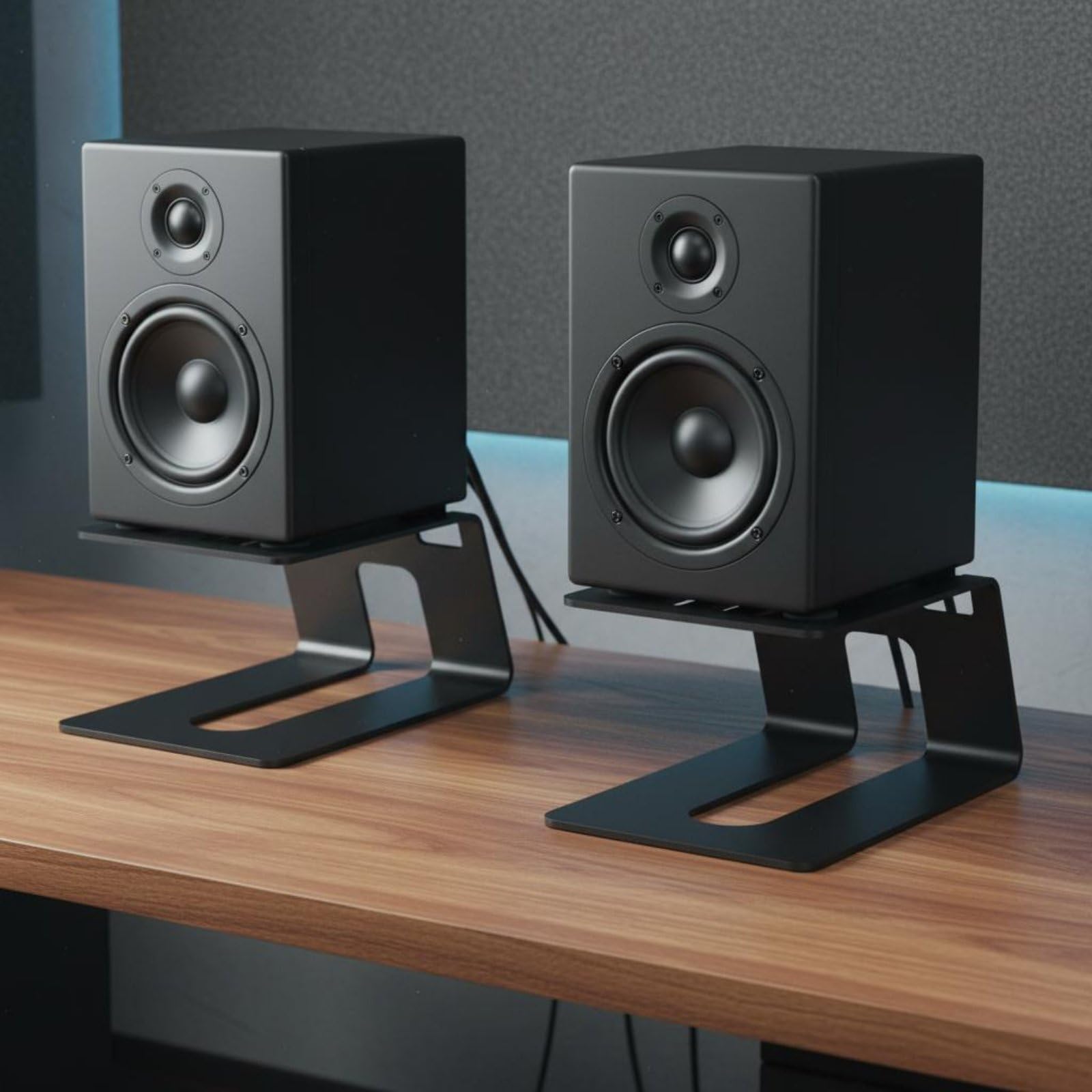 Support d'Écran Moniteur Réhausseur Enceinte Bureau Structure Métal avec Patins Antidérapants et Légère Inclinaison pour Fidélité
