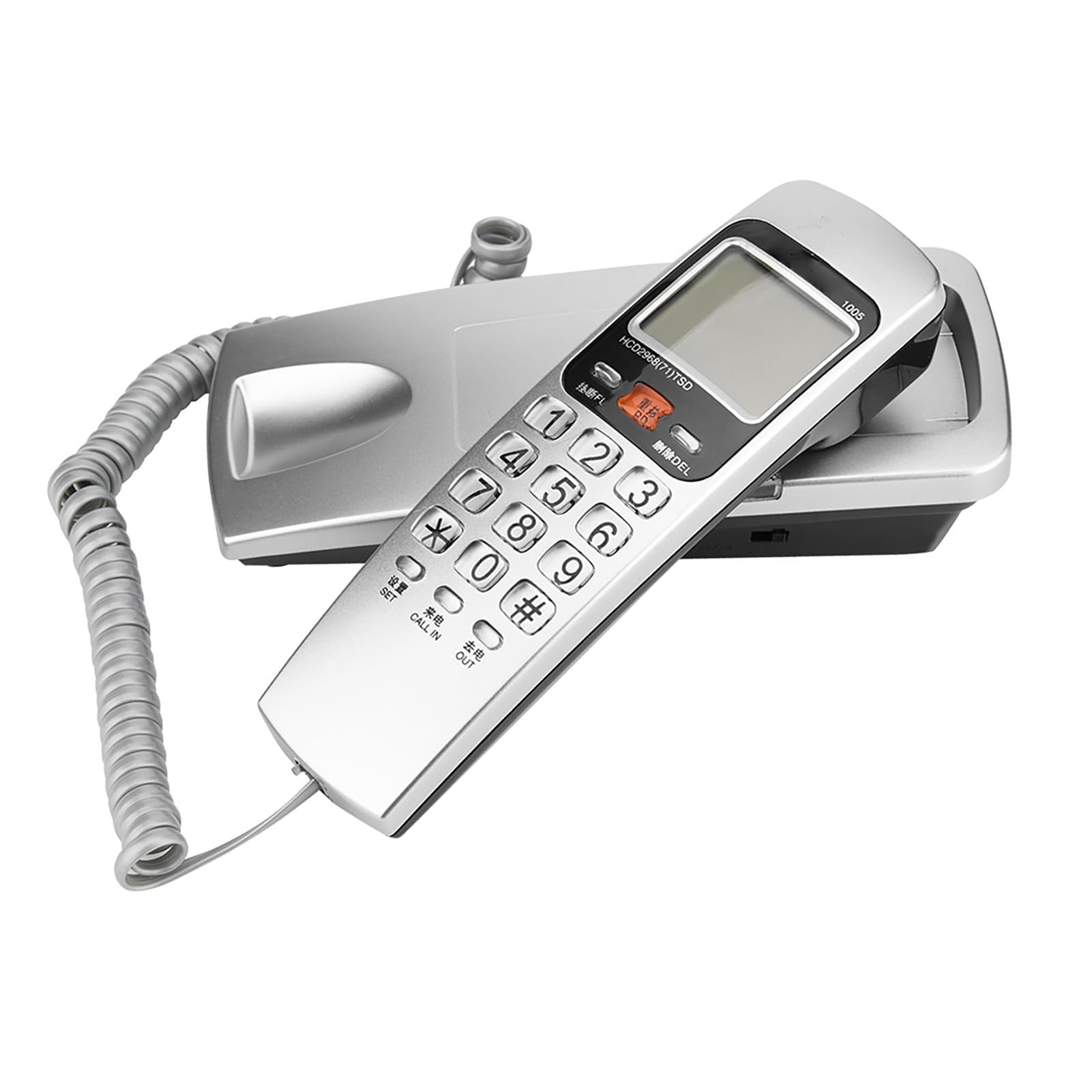 Kabelgebundenes Telefon, Wandtelefon Festnetztelefon mit FSK/DTMF-Anrufererkennung schnurgebunden für den Schreibtisch modernes Nebenstellentelefon für Zuhause (Silver)