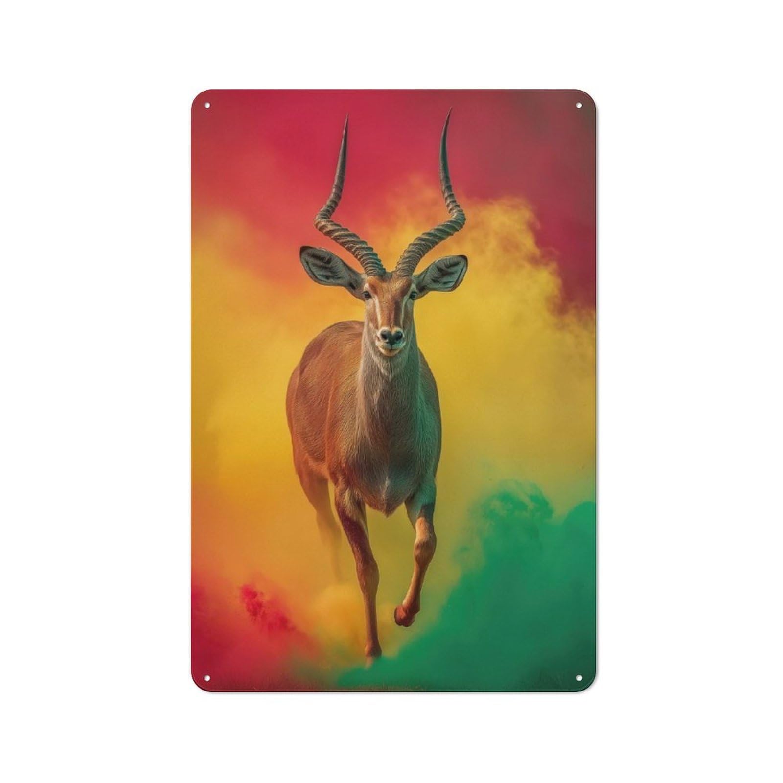 Junmoney Rasta Antelope Vintage Tin Sign 30X20cm With For Kitchen Or Home Bar, For Retro Home Interiors, For Cafés, Pubs And Restaurants