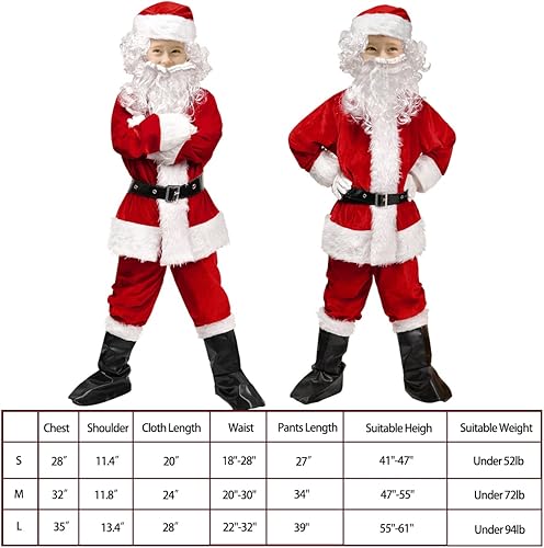 Miniatura 2 de Disfraz de Papá Noel para niños, disfraz de Papá Noel para niños de 6 años en adelante, 9 unidades, color rojo