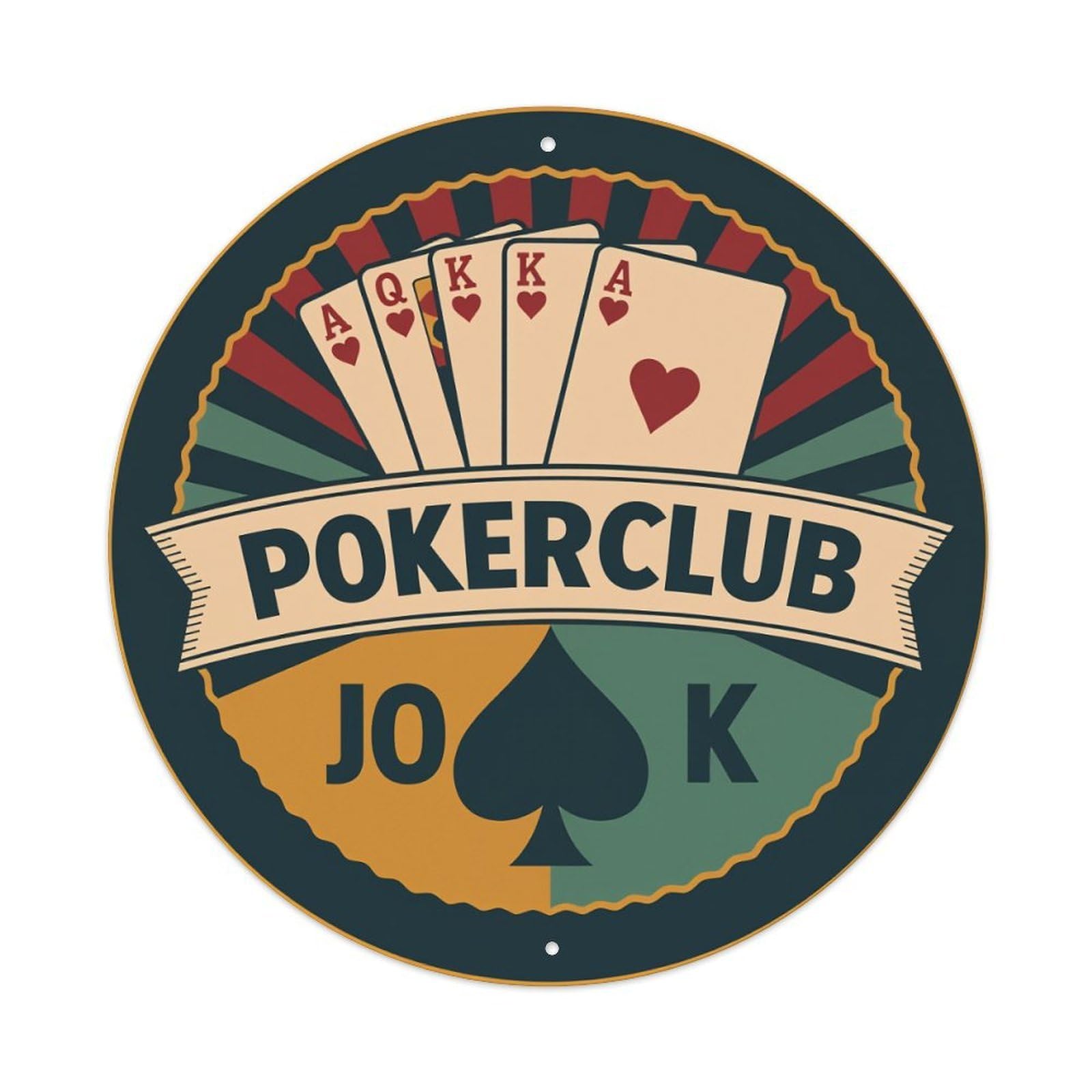 Poker Club Logo Design Pattern Metal Tin Sign Vintage Garden Bedroom Cafe Bar Man Cave Home Wall Decor Metal Poster 8x8 inches