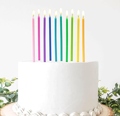 Miniatura 6 de -30 velas de cumpleaños arcoíris -Velas largas y finas para tartas - Colores pastel y macarrón - Paquete grande de velas coloridas - Cumpleaños,