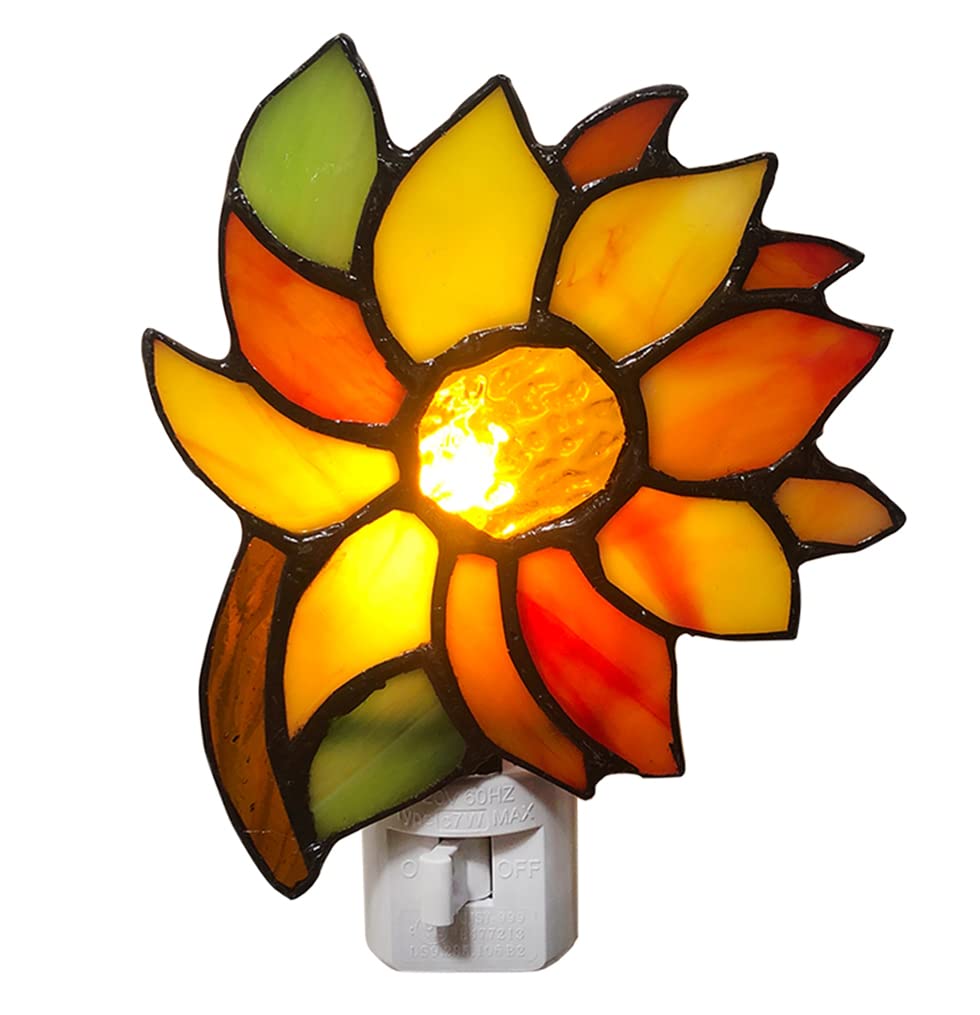 DUONAYU Stained Glass Sunflower Night Light,Suitable for corridors, bedrooms, and Kitchens.A Gift for mom.DYM8011