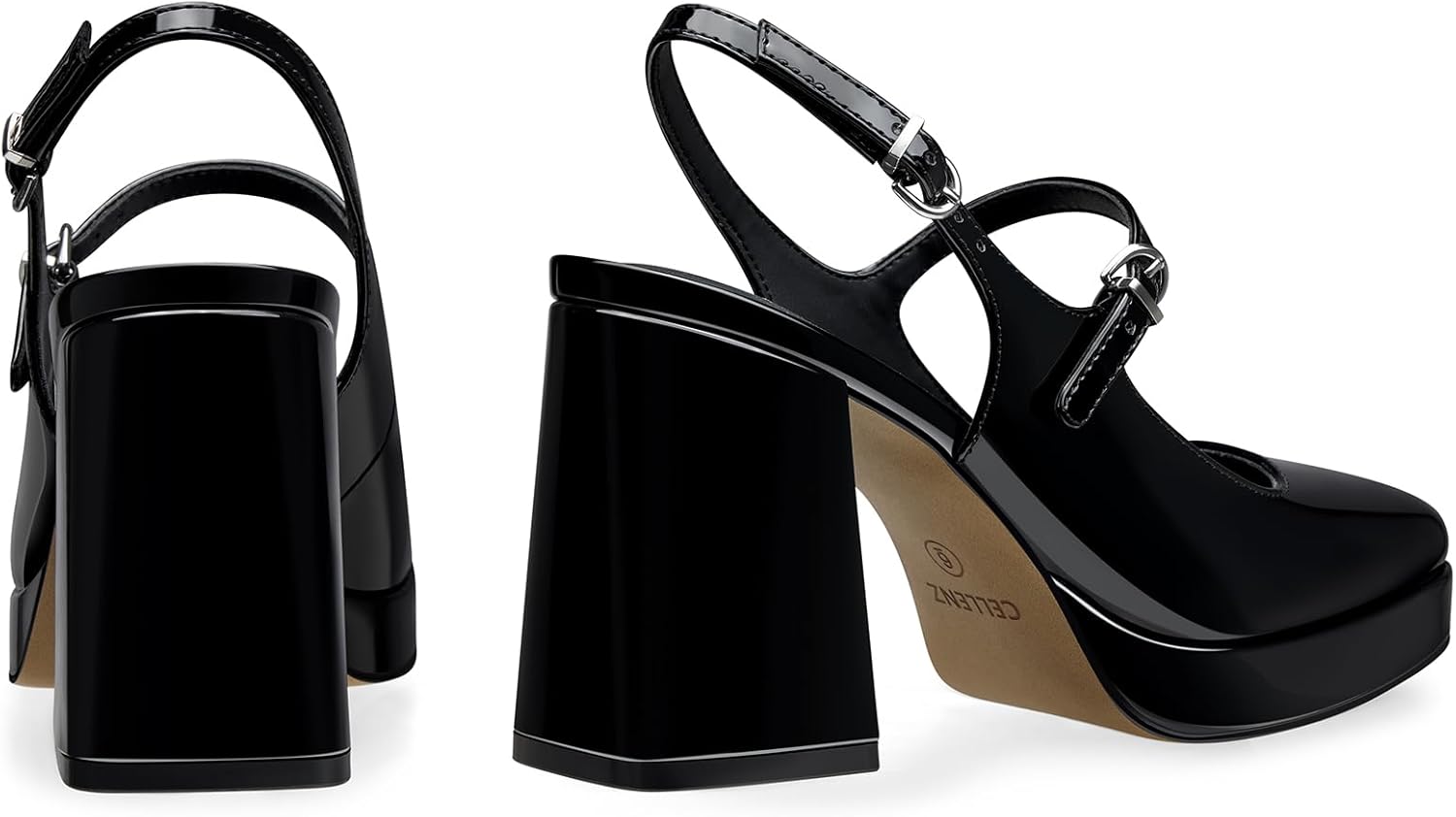 Women Mary Jane Shoes: 3.9 Inch Closed Toe Chunky Heels, Comfortable Platform Slingback Heels,Dress Shoes Prom Office Graduation Pumps Size 6-11 - Image 5