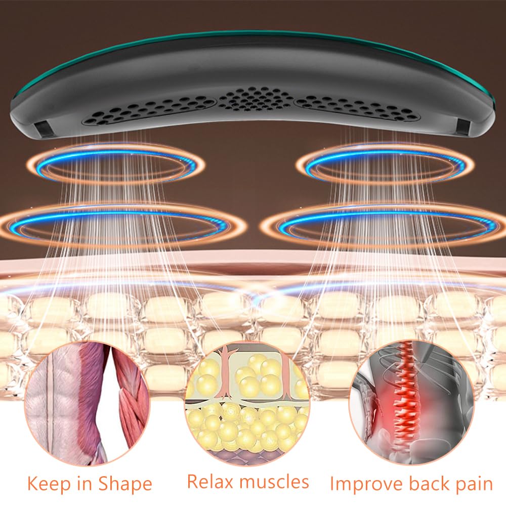 Elektrisches Bauchmassagegerät, Massage Schlankheitsgürtel, Mit Wärme- und Vibrationsfunktion zur Linderung von Verspannungen, geeignet für Bauch, Lendenwirbelsäule und Rücken (Grün)