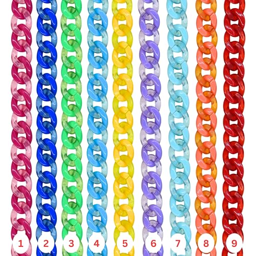 Image of SATRA TRADERS Matt Translucent Acrylic Chains for DIY Jewelry | Size : H-16mm W-23mm | Qty : 2mtr | AC09 | 7-Sky Blue