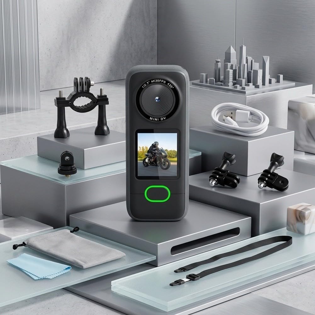 4K Dual Lens Action Camera, Touchscreen, Controllo App | Sensore Sony da 20 MP, touchscreen IPS da 1,4", anteprima in tempo reale dell'app, corpo in ABS, ideale per ciclismo e