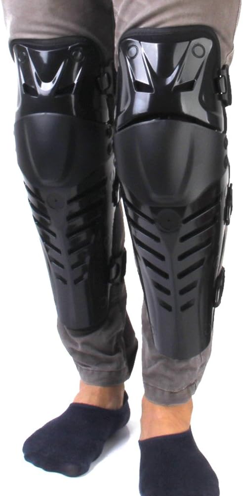 WINOMO Knee Pads Pro Biker Adults Motorbike Knee Shin Armor Racing Protect Guard Pads Accessories with Plastic Cement Hook for Motorcycle Motocross Racing (Pair of Windproof, Black) : Automotive