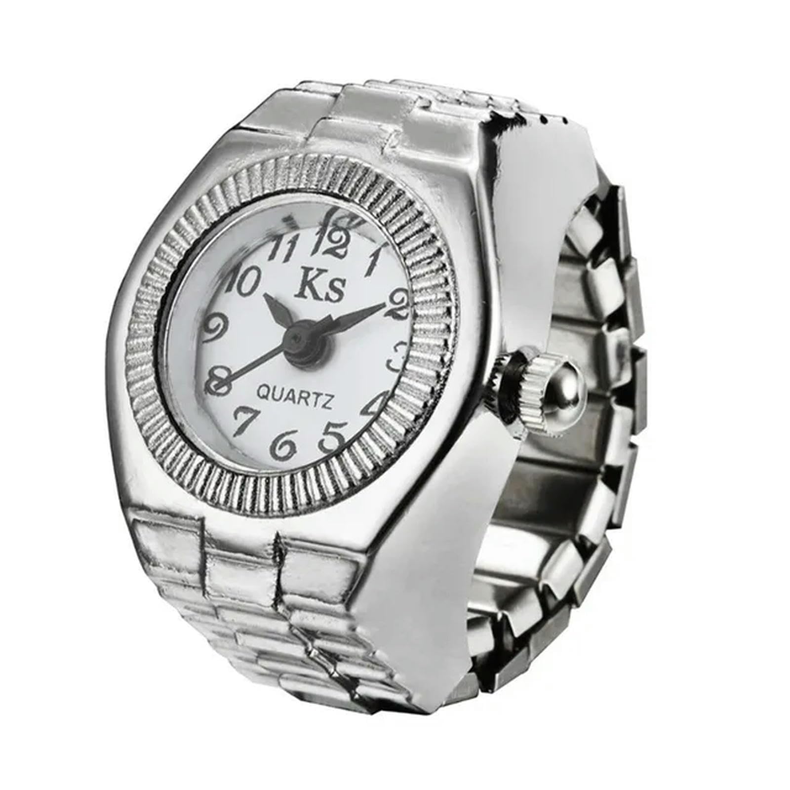 Reloj de Dedo Punk Vintage, Mini Relojes de aleación con Correa elástica, Anillos de Pareja, Reloj de joyería, Reloj de Cuarzo Romano Retro, Anillos para Mujeres y Hombres