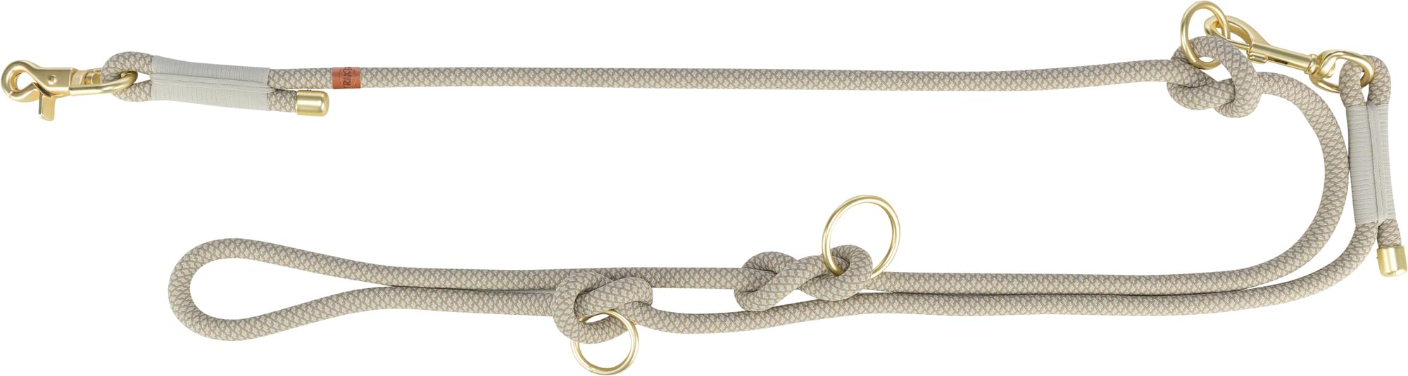 TRIXIE V-Leash soft rope - adjustable dog lead with triple-length settings, durable woven rope design, strong trigger hook, m-l size, grey - 1984119