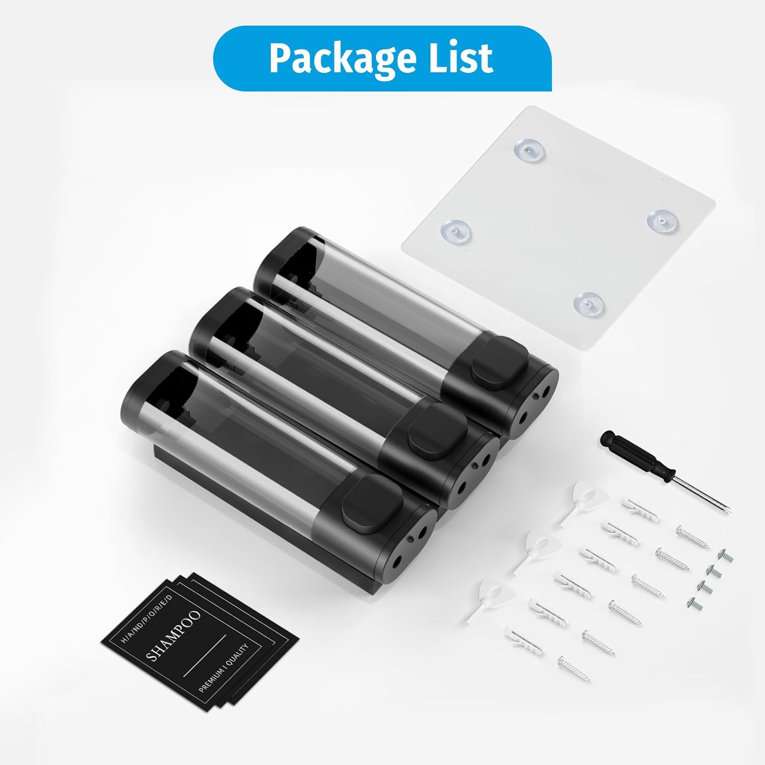 Shower Soap Dispenser No Drill, 3 Chamber Wall Mounted Shampoo and Conditioner Dispenser for Bathroom Hotel Large Capacity - Image 8