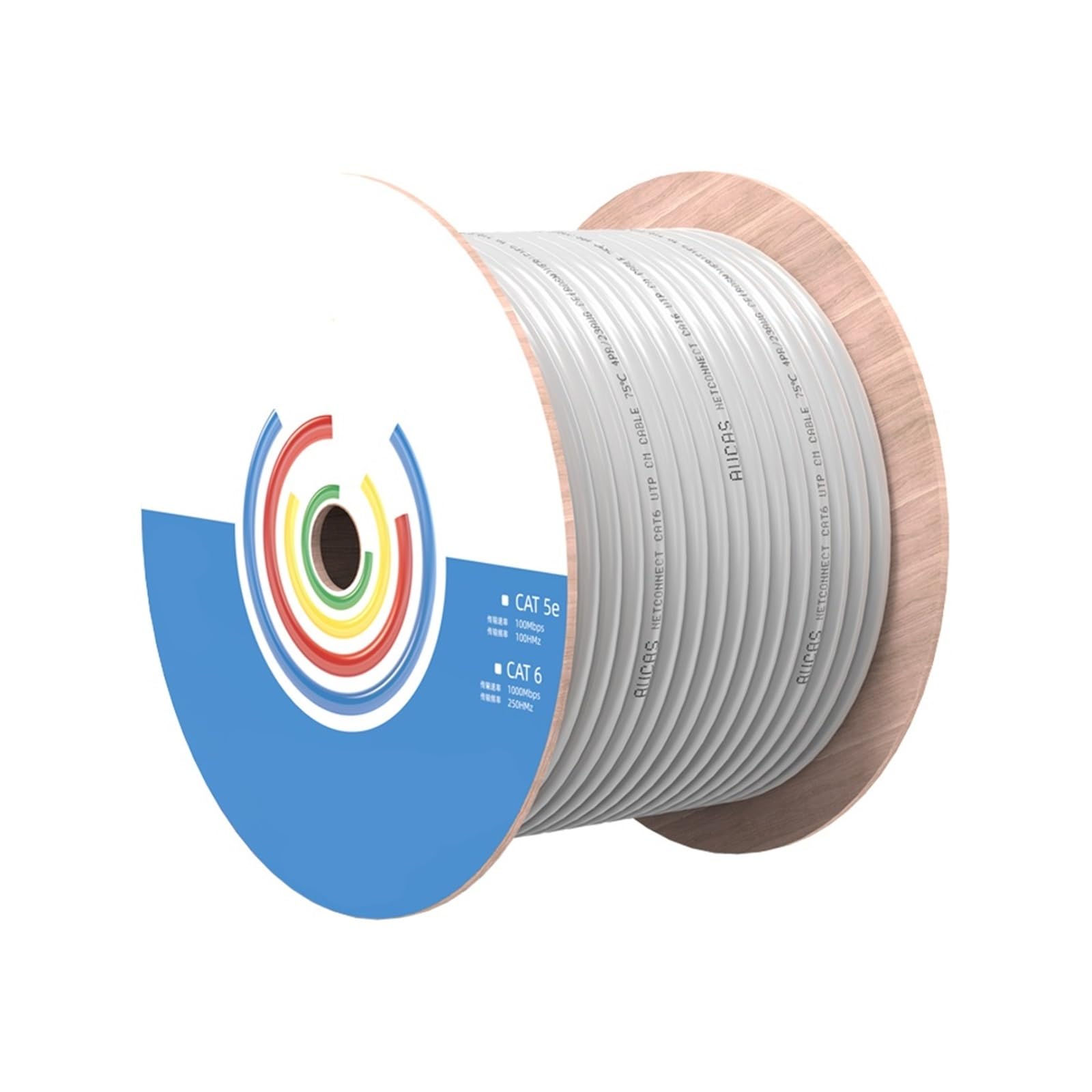 Câble LAN CAT6 haute vitesse 50M 100M 305M Câble blindé de réseau Ethernet FTP en cuivre pur adapté aux câbles d'installation dans les maisons, le câblage informatique, les usines et autres emplacemen