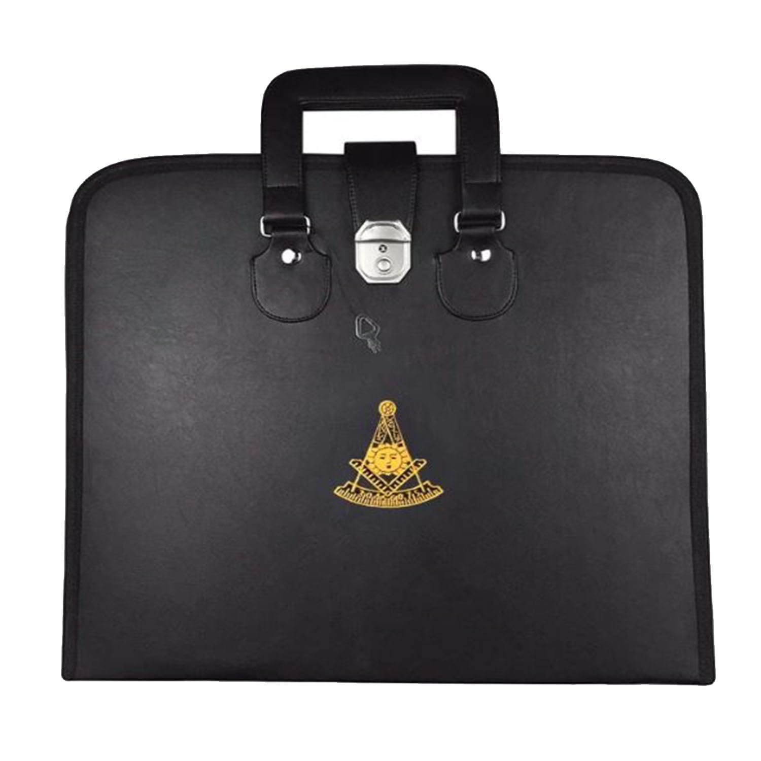 PAST MASTER BLUE LODGE APRON CASE - BLACK IMITATION LEATHER MM, WM, PROVINCIAL | Soft Handle (MM/WM)