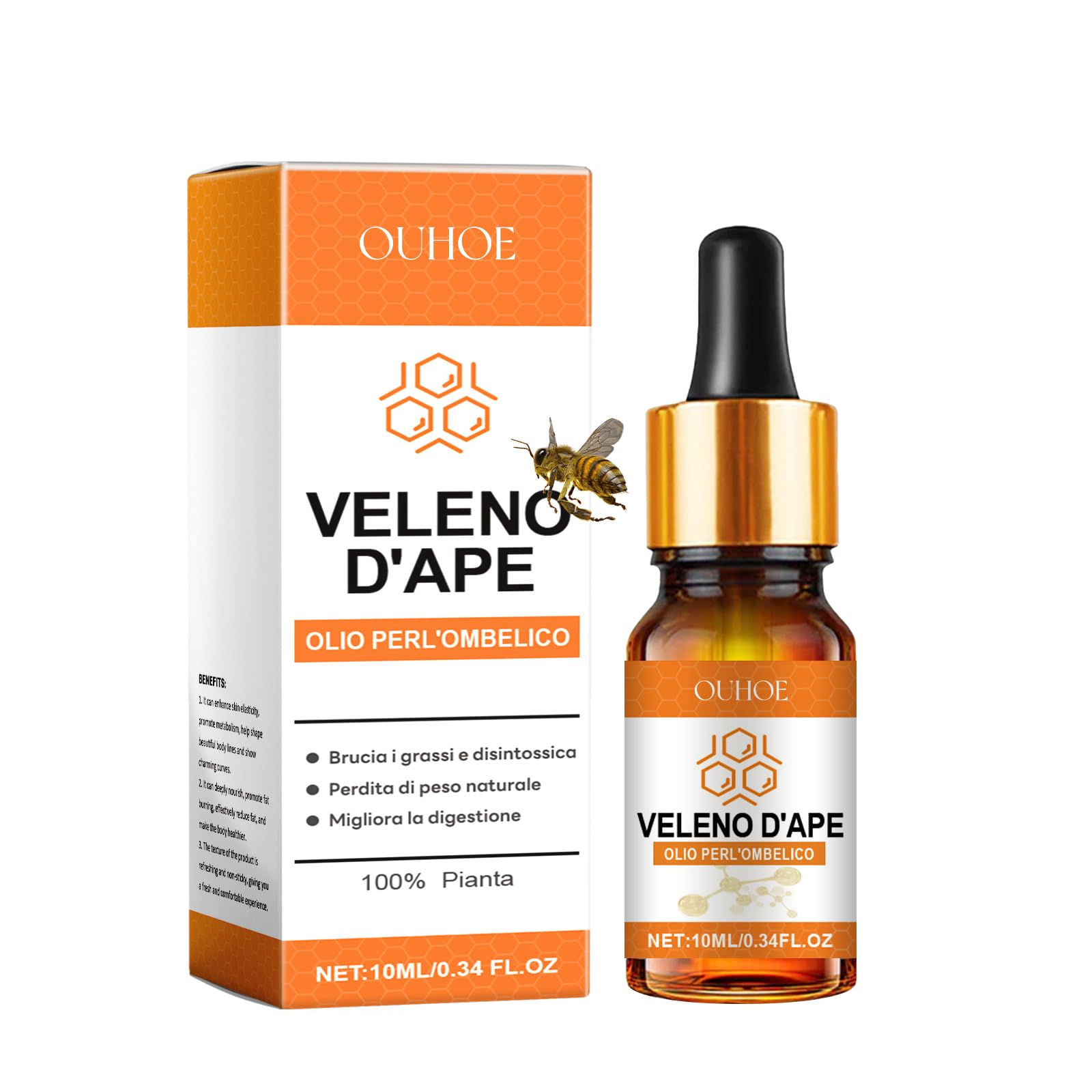 Azonee Bee Body Oil, Bee Belly Button Drops, Be e Lymphatic Drainage Drops, Hydrating Nourishing & Moisturising, Body oil for Women and men, Firming and Shaping for Any Skin