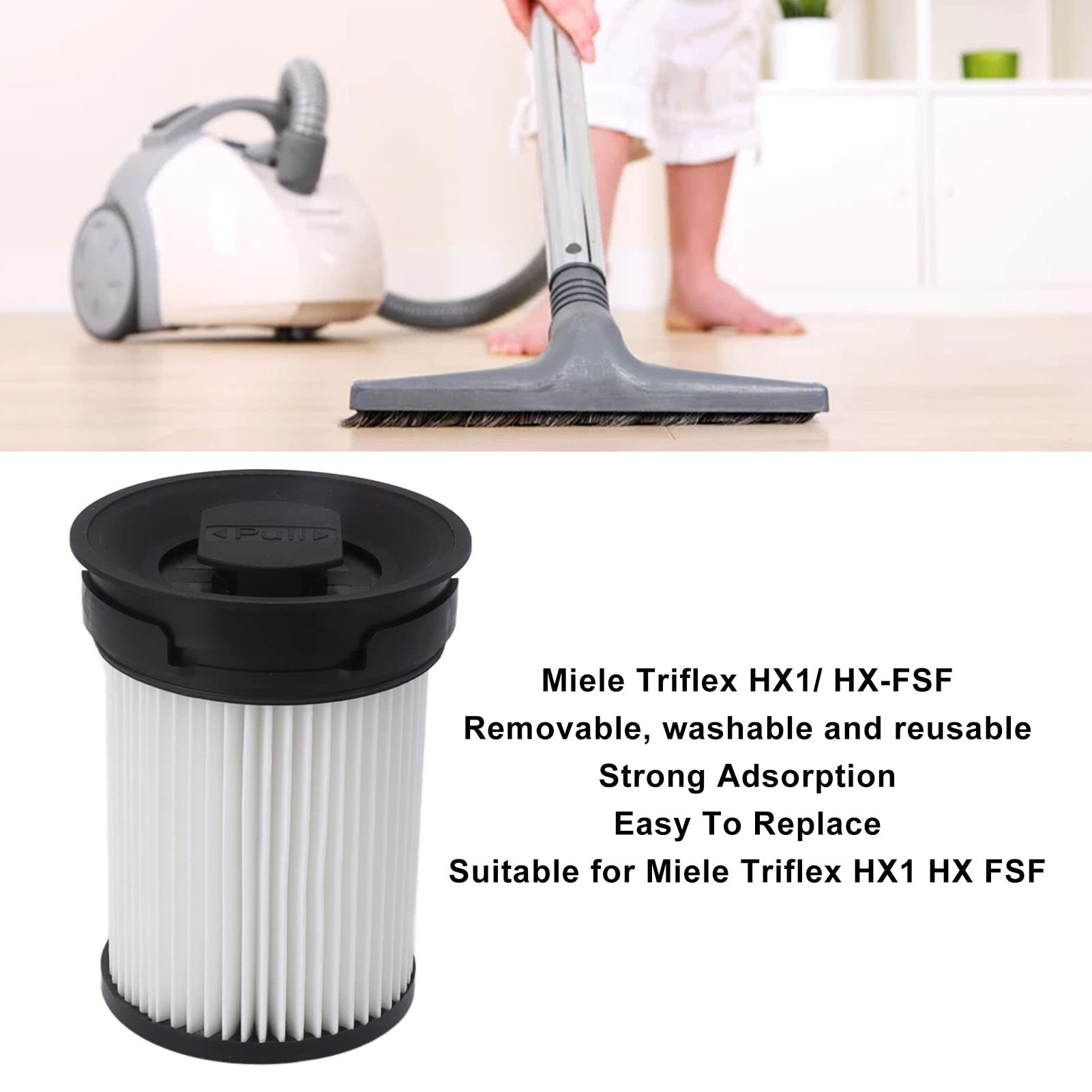 Fine Dust Filter for Cordless Stick Vacuum Cleaners, Vacuum Cleaner Replacement Filter Compatible with Miele Triflex HX1 HX FSF Vacuum Cleaner, Vacuum Filter Replacement Part