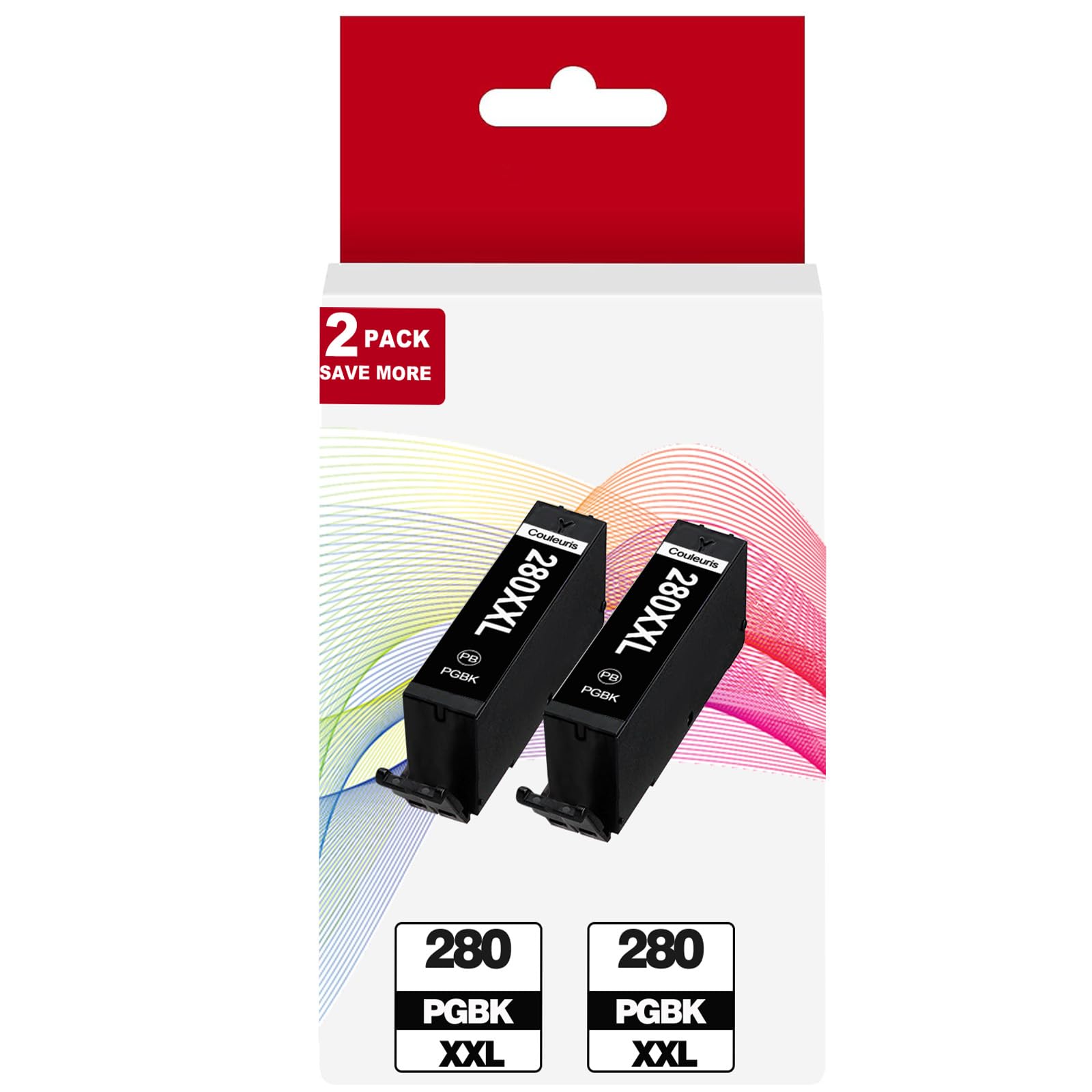 PGI-280 XXL PGBK Ink 2-Pack Replacement for Canon 280XXL for TR8620a TR8600 TR8622a TR8520 TS9521c TR7520 TS9120 TR8622 TS9520 TS6220 TS6320 TS702a TR8500 Printers for 280XXL 281XXL 280XL 281XL Black