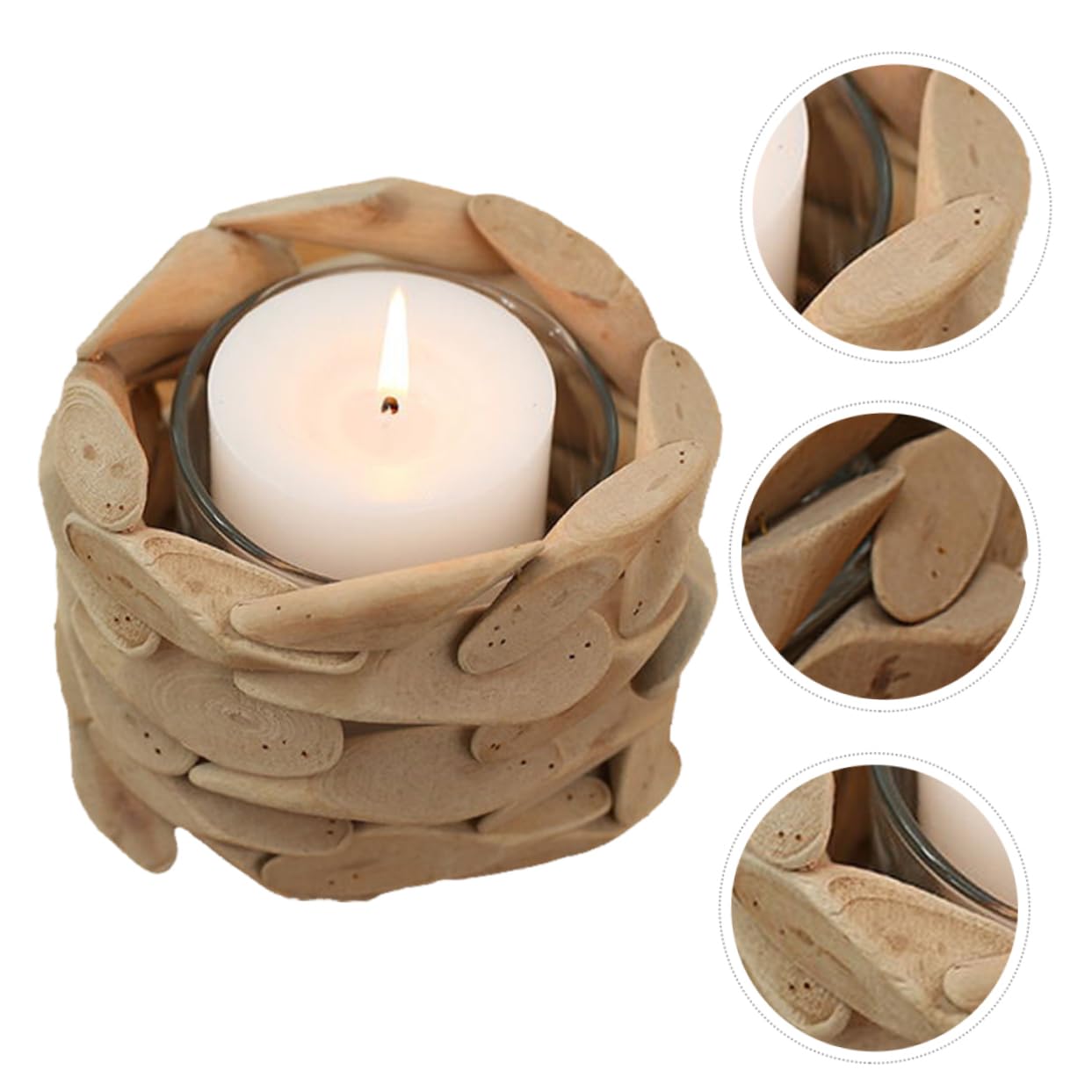 Kerzenhalter für Warme und Romantische Atmosphäre Handgefertigter Runder in Khaki als Hochzeitsdeko und Wohnaccessoire für Zuhause und Schlafzimmer