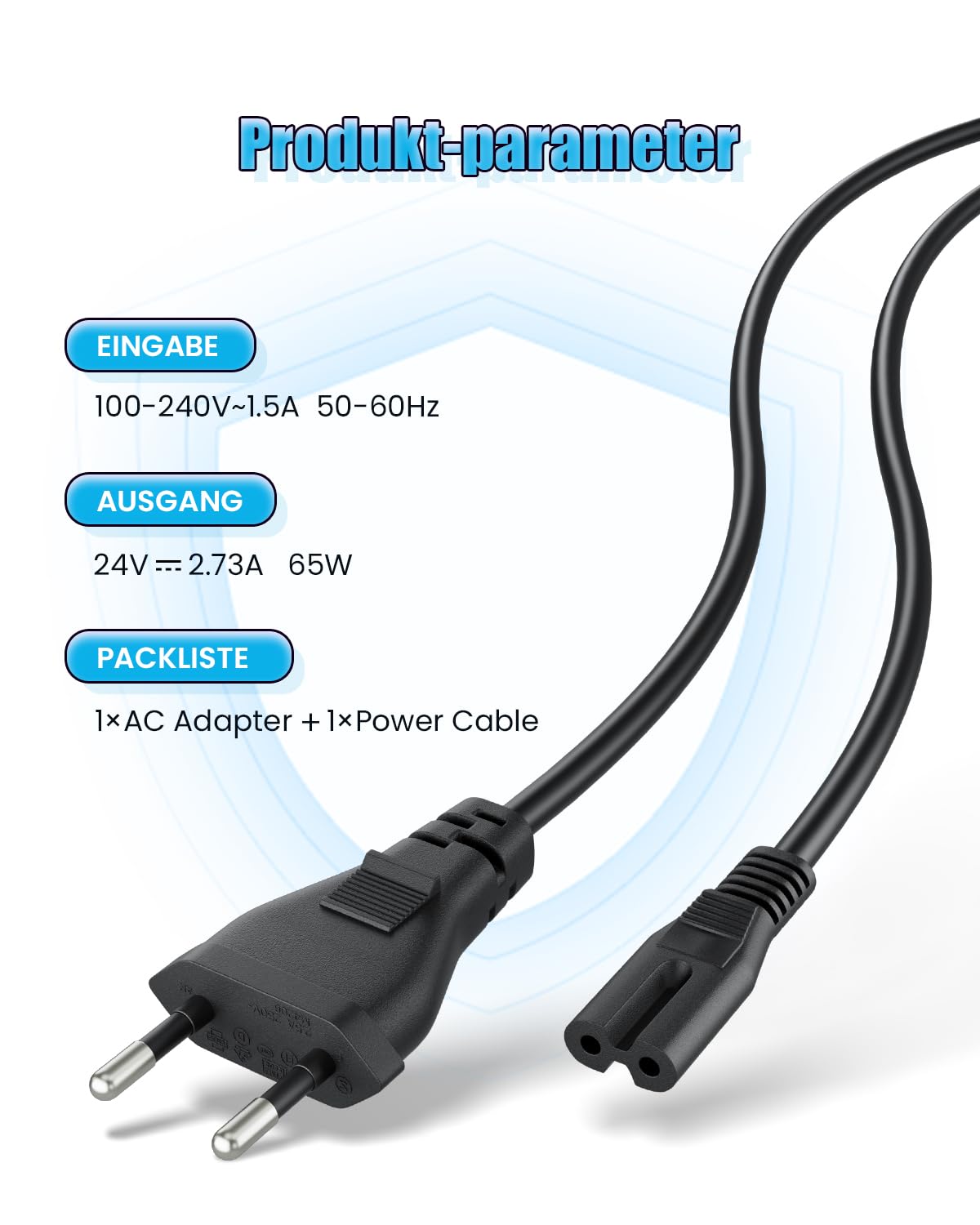 Chargeur 24V 2.7A Universel - Pour Volants Logitech G29, Scanner Fujitsu, Etc.