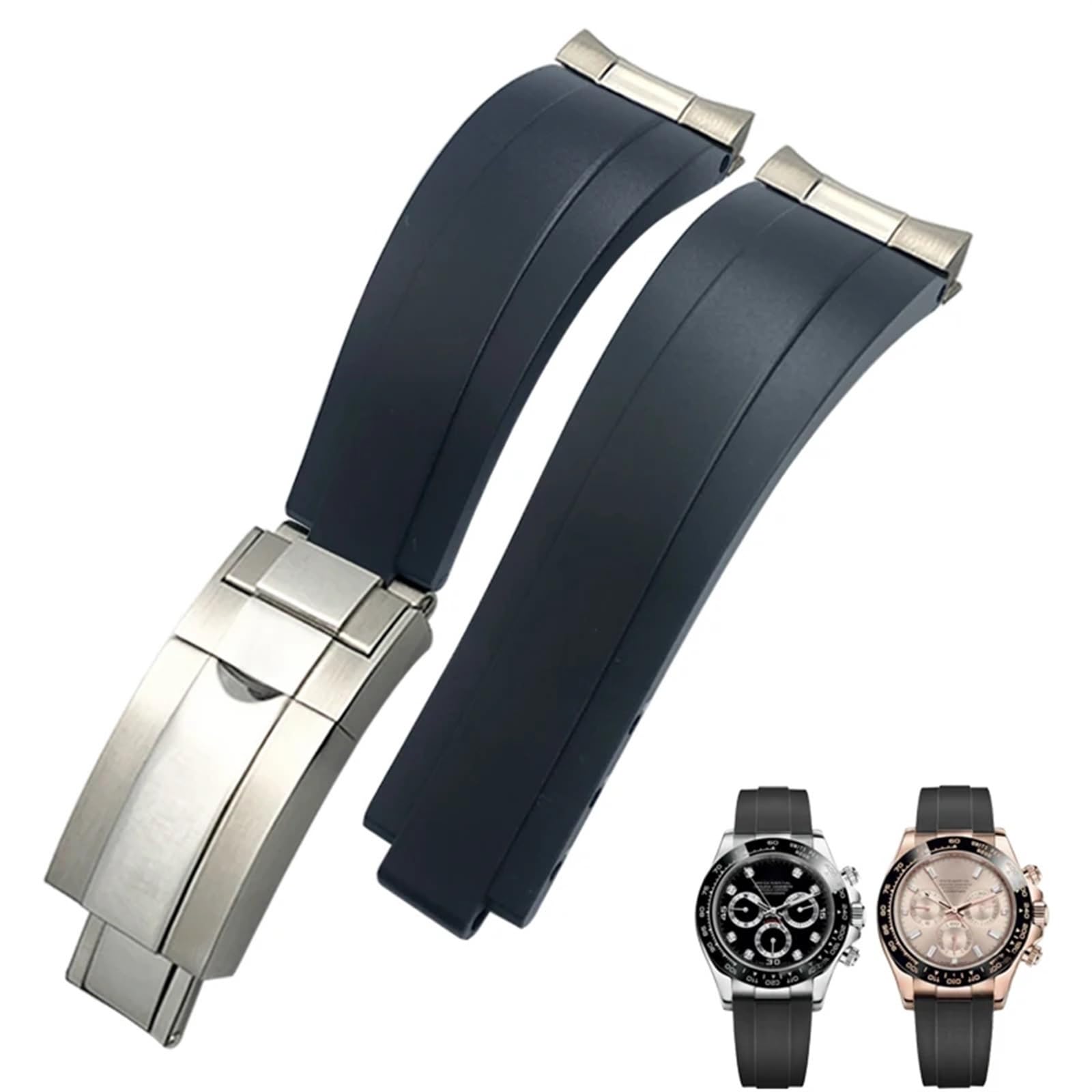 20 mm 21 mm Gummi-Armband mit kurzer Schnalle, passend für Role OYSTERFLEX Yacht Master, kleines Handgelenk, Silikonarmband