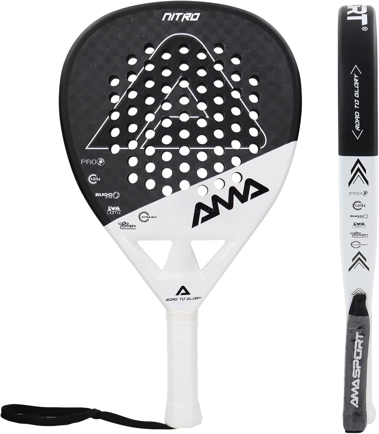 AMA SPORT Raqueta de pádel Superficie de Fibra de Carbono con núcleo de espuma EVA Memory Flex Core Pádel Raqueta de Tenis Raqueta de Pádel Ligeras