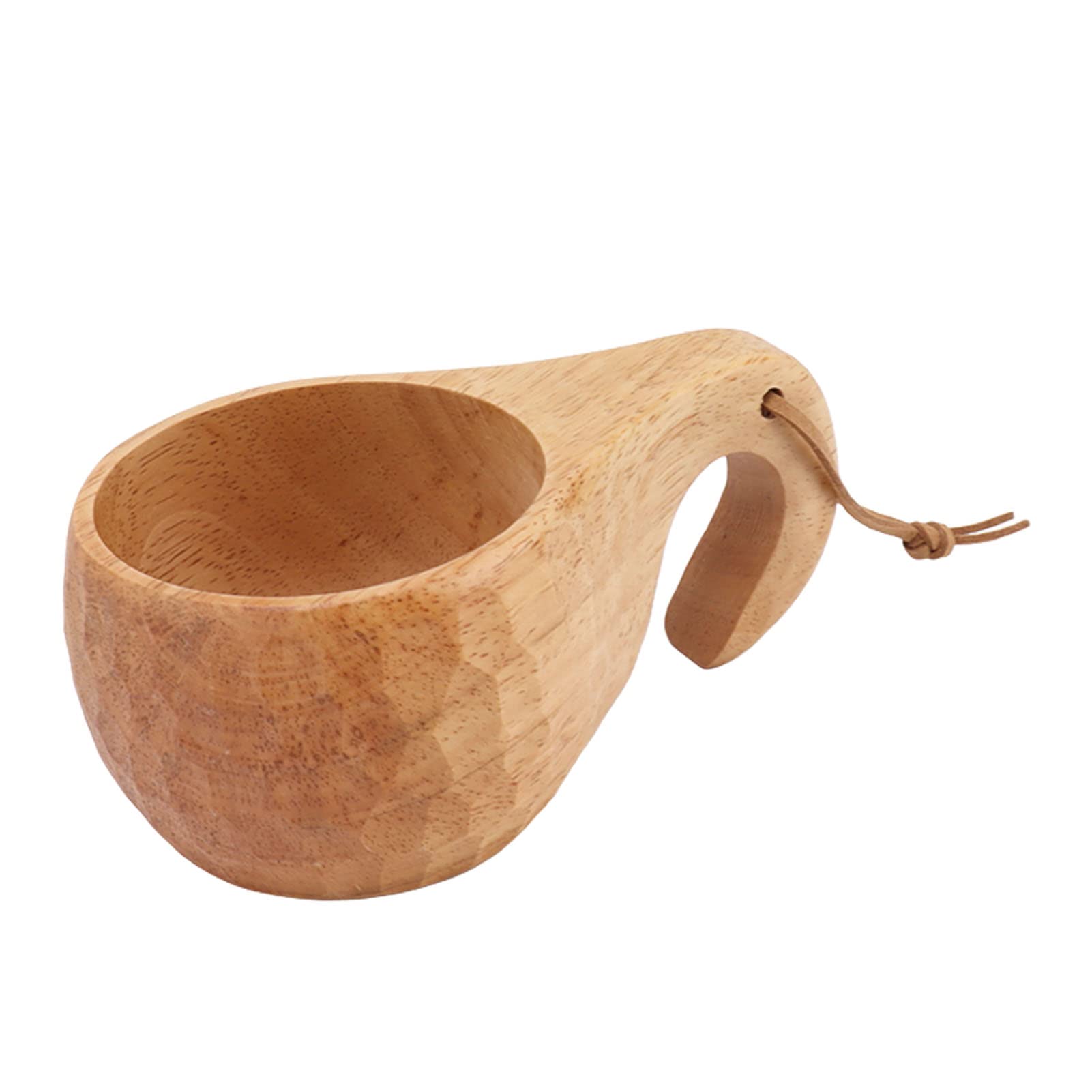 Wooden Coffee Mug Portable Drinking Cup Hand Polished Coffee Container Beer Water Cup with Handle Home Decor Viking Mug for Hiking Camping