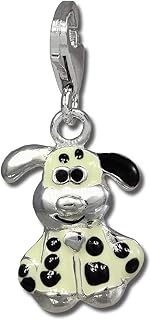 SilberDream D4FC1042 Charm - Pulsera con Colgante de Perro, Plata 925, Color Amarillo y Blanco