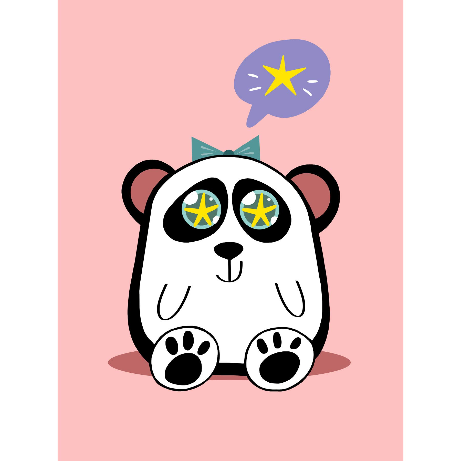 Wee Blue Coo Kawaii Panda Star Large Art Print Poster Wall Decor