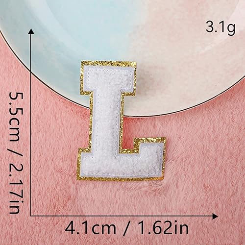 Miniatura 153 de 4 parches de letras de felpilla blanca, parches termo-adhesivas de 2.2", parches de letras de felpilla para ropa (M)