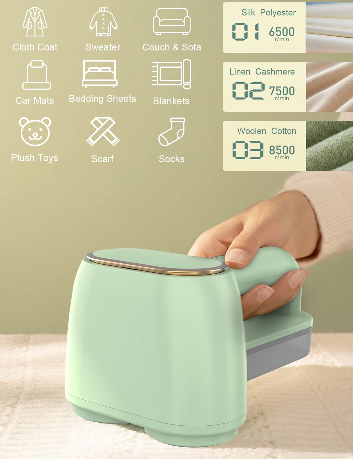 Lint Remover for Clothes, Fabric Shaver Rechargeable with 3-Speeds, Electric Sweater Shaver to Remove Pilling Fuzz Remover, Portable Lint Shaver for Furniture, Couch to Remove Fuzz, Lint Balls, Pills