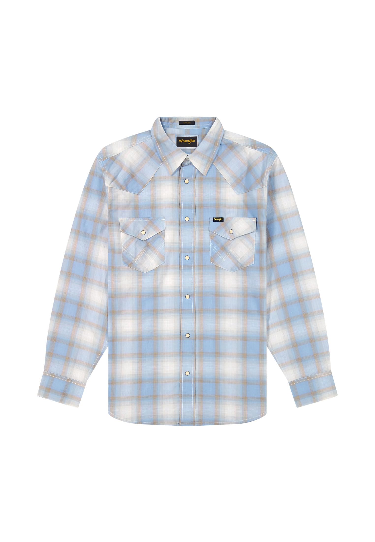 Wrangler Western Shirt T-Shirt, Blue Tan, XXL Men