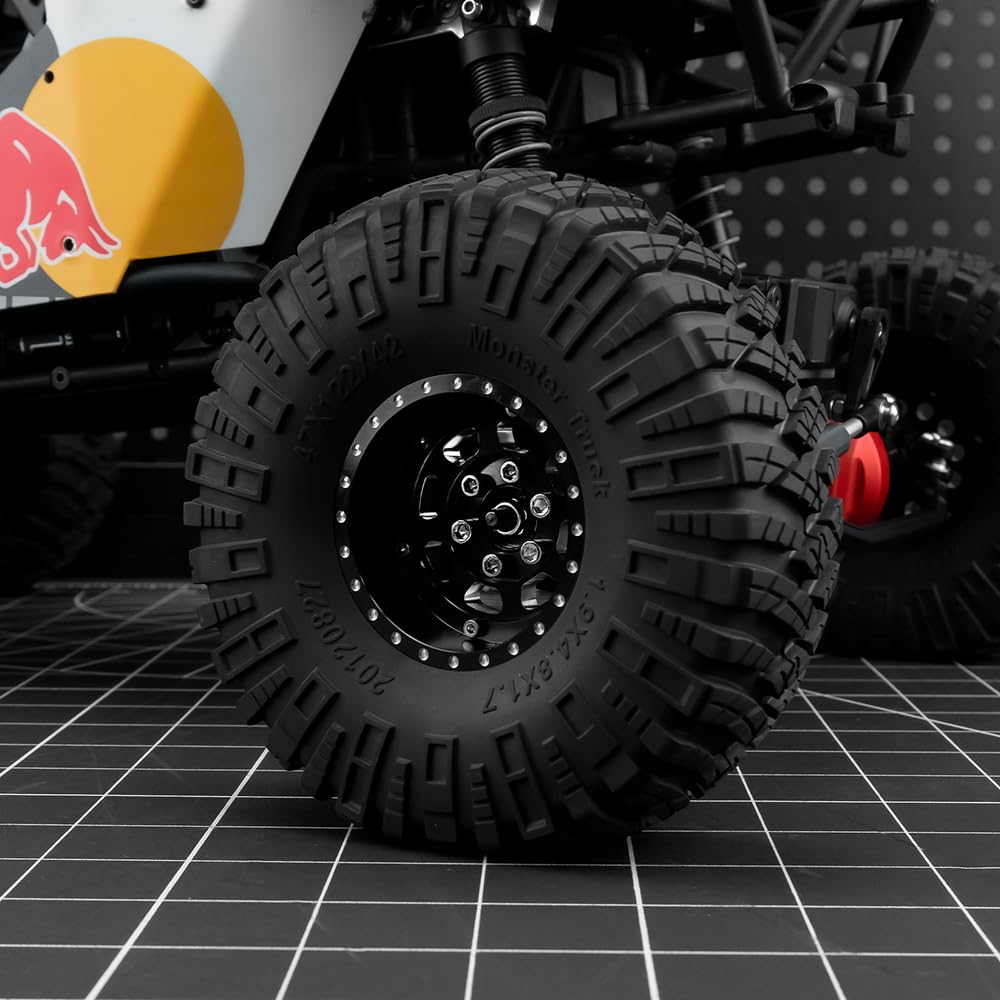 4 Stück 1.9 Beadlock Felgen Schwarz für SCX10 TRX4 1/10