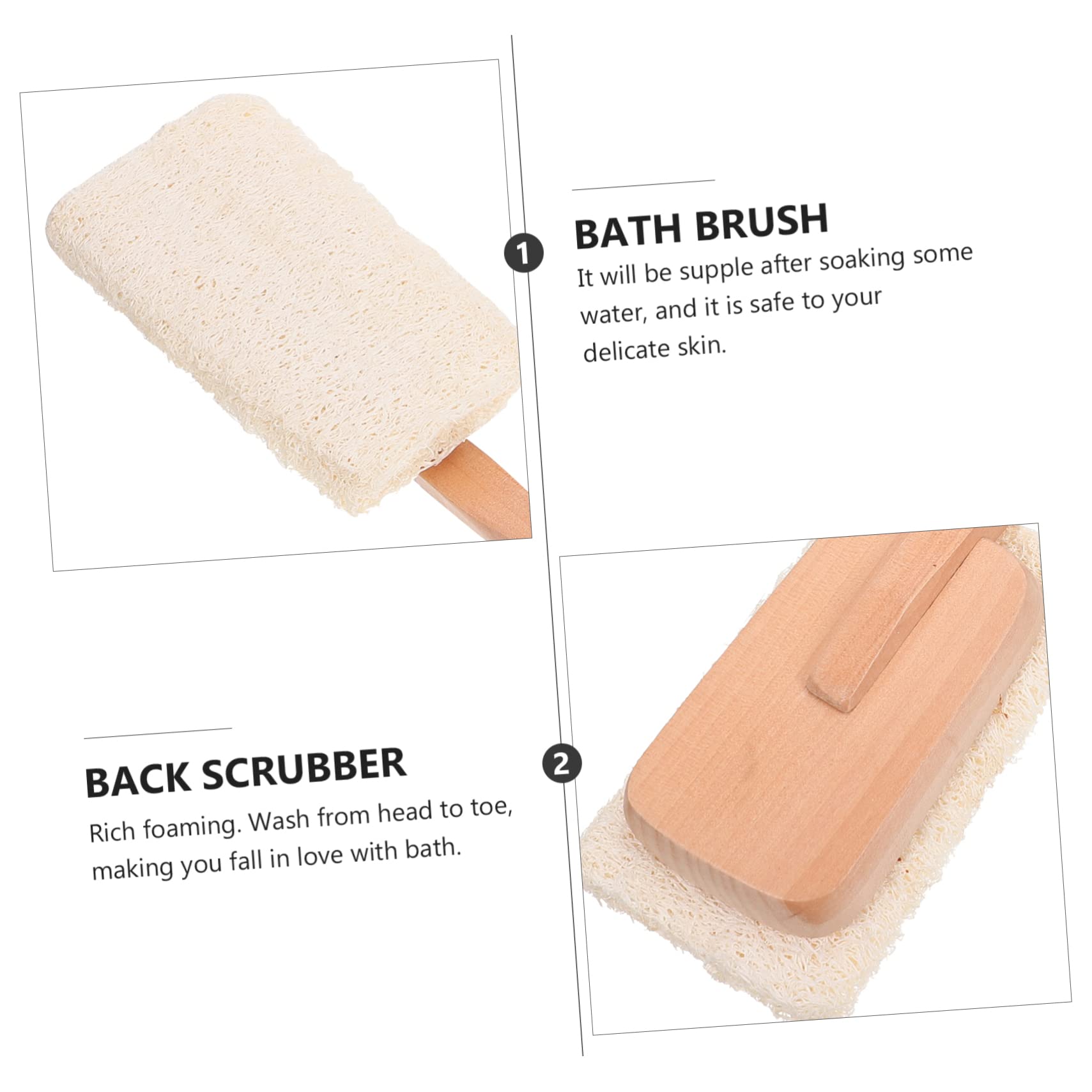 Healvian 3piezas Esponja De De Lufa Natural Cepillo Exfoliante Para Espalda Herramienta De Baño y Efectiva