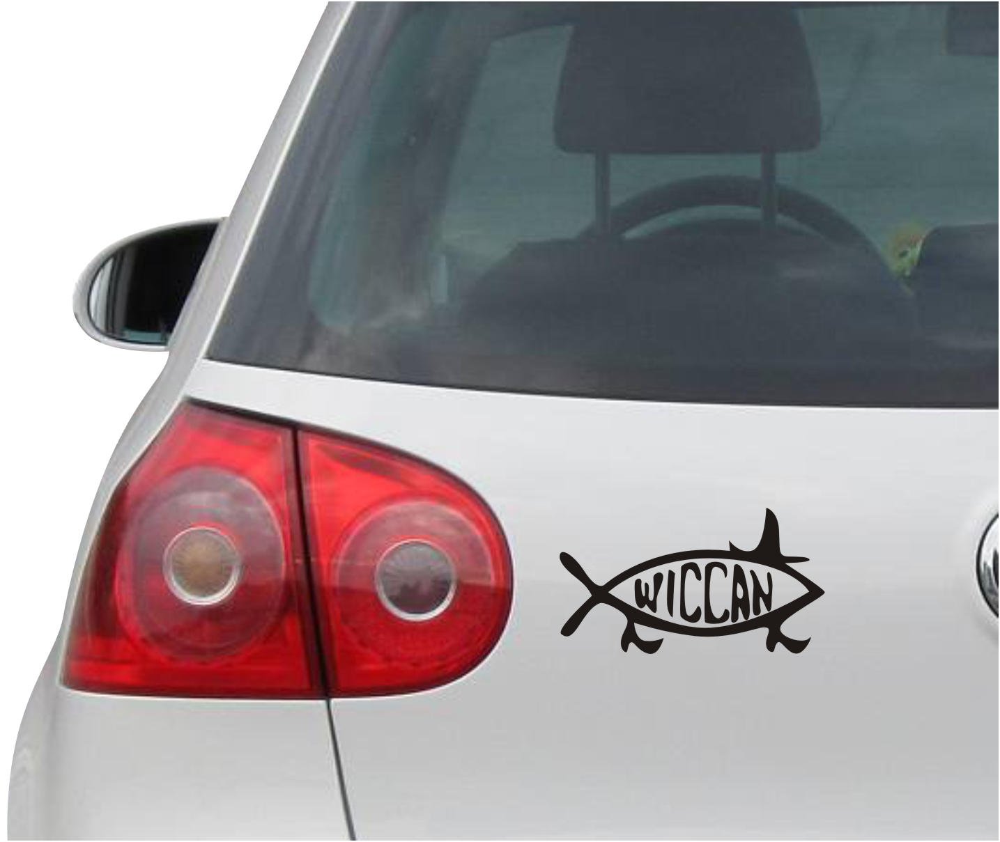 INDIGOS UG Adesivo Auto JDM Wiccan Fish Witch 149x81mm – Argento, Die Cut, Resistente Intemperie - 6