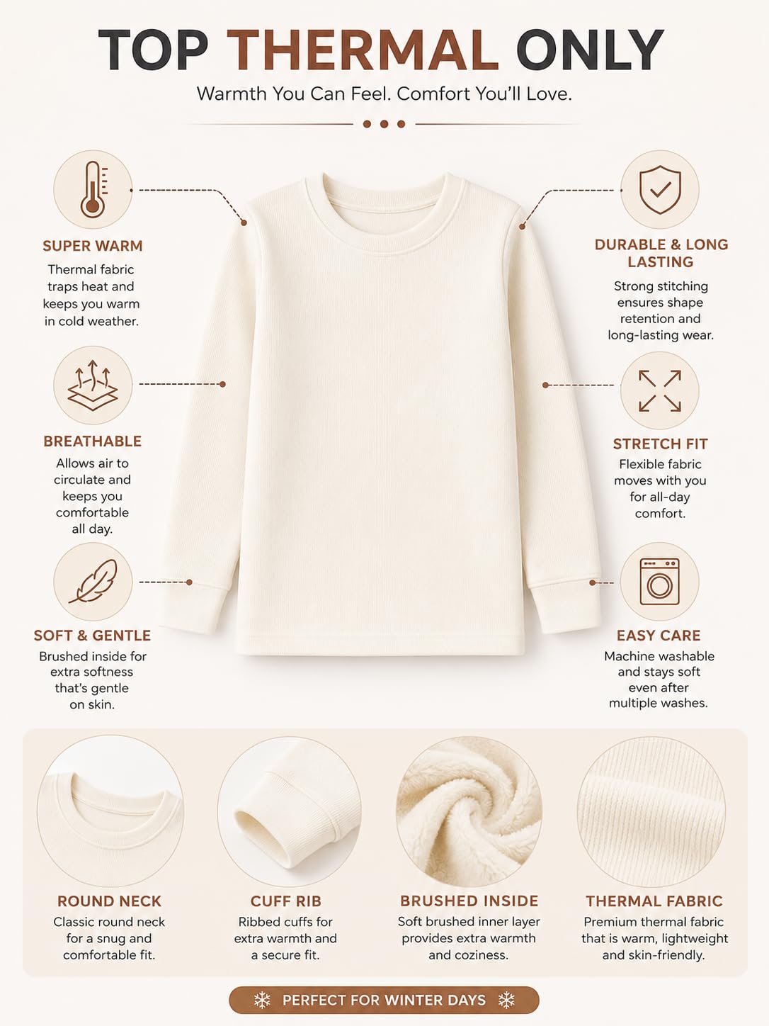 BODYCARE Girls Round Neck Full Sleeves Gold Plus Premium Range Thermals Vest for Very High Warmth 1