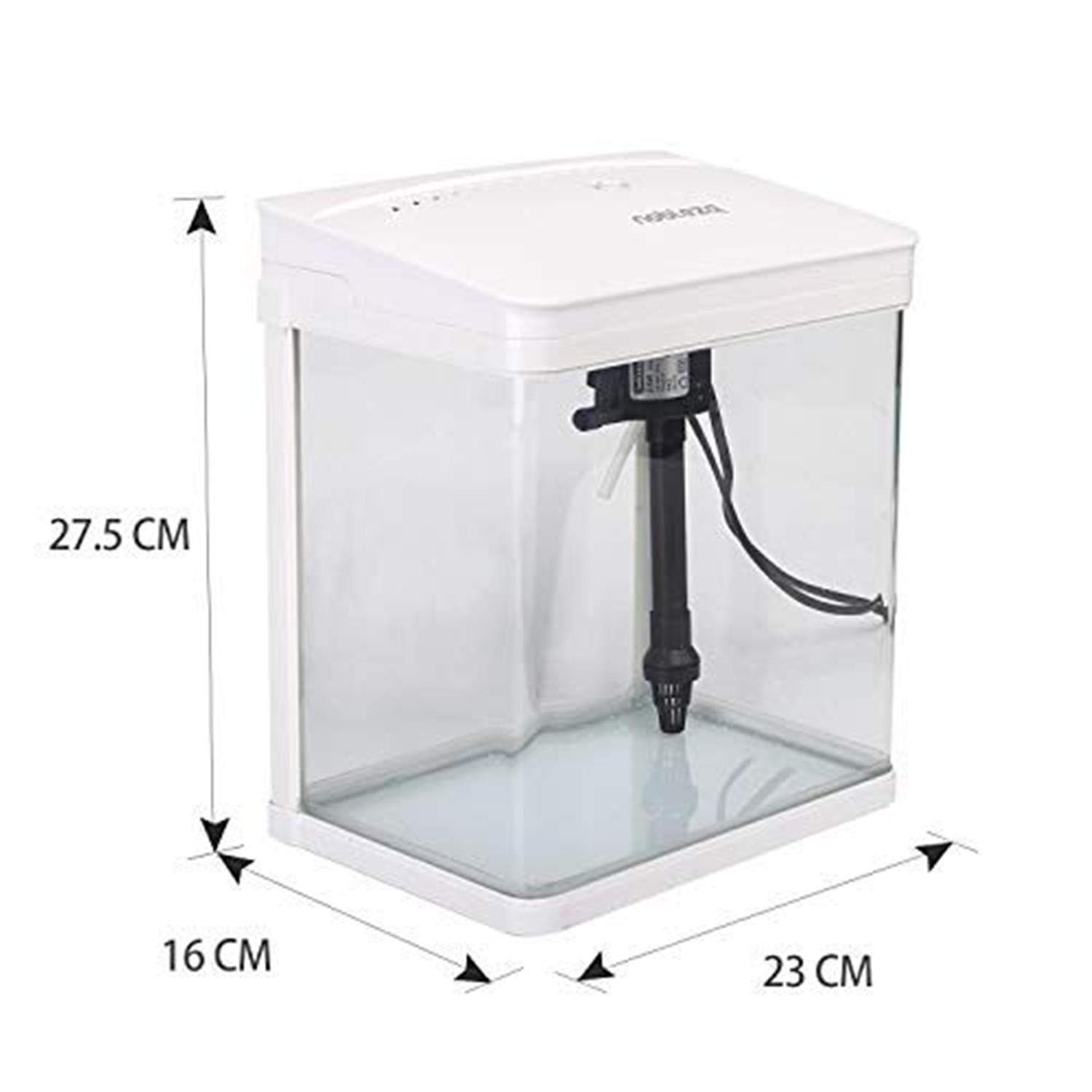 Nobleza - Nano Acquario in Vetro e Plastica per Pesci Acqua Tropicali con Illuminazione a LED e Filtro Inclusa. 7 Litri, Colore Bianco.