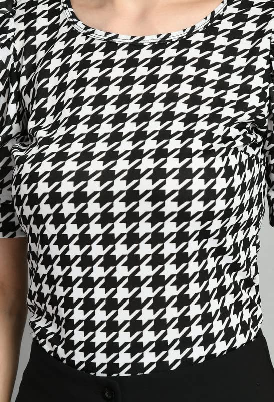 Image of IUGA Plain Round Neck Cotton Knit Regular Top for Women (115 Black)