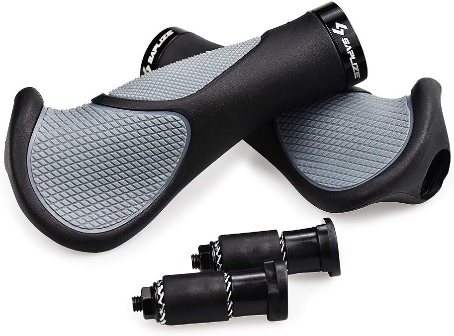 SAPLIZE Bike Handlebar Grips, Multi Colors/Design Optional, Ergonomic Design, Aluminum Double Lock-on, Mountain Bike Grips, MTB BMX Downhill Foldable Urban Bicycles Grips, Scooter Grips