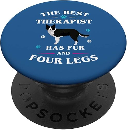 Border Collie Dog Gift Love Dogs Drawing PopSockets - Agarre y soporte para teléfonos y tabletas, Negro