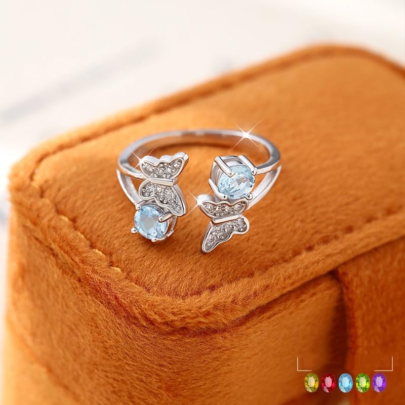 Bague papillon en argent 925 ajustable résolvant le problème de taille - 5