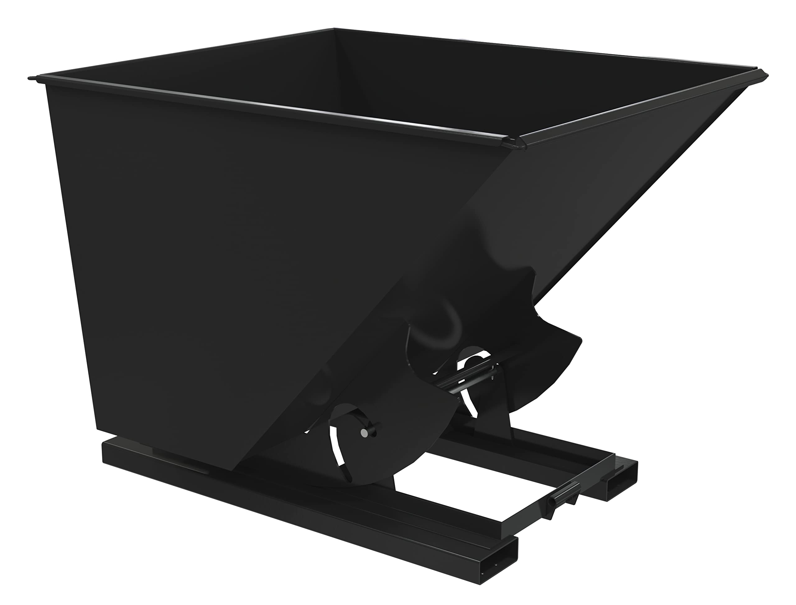 Vestil D-200-HD-NB-BLK-SG Steel Heavy Duty No Bump & Dump Hopper 2 Cubic Yard 6000 Lb. Capacity Semi Gloss Black
