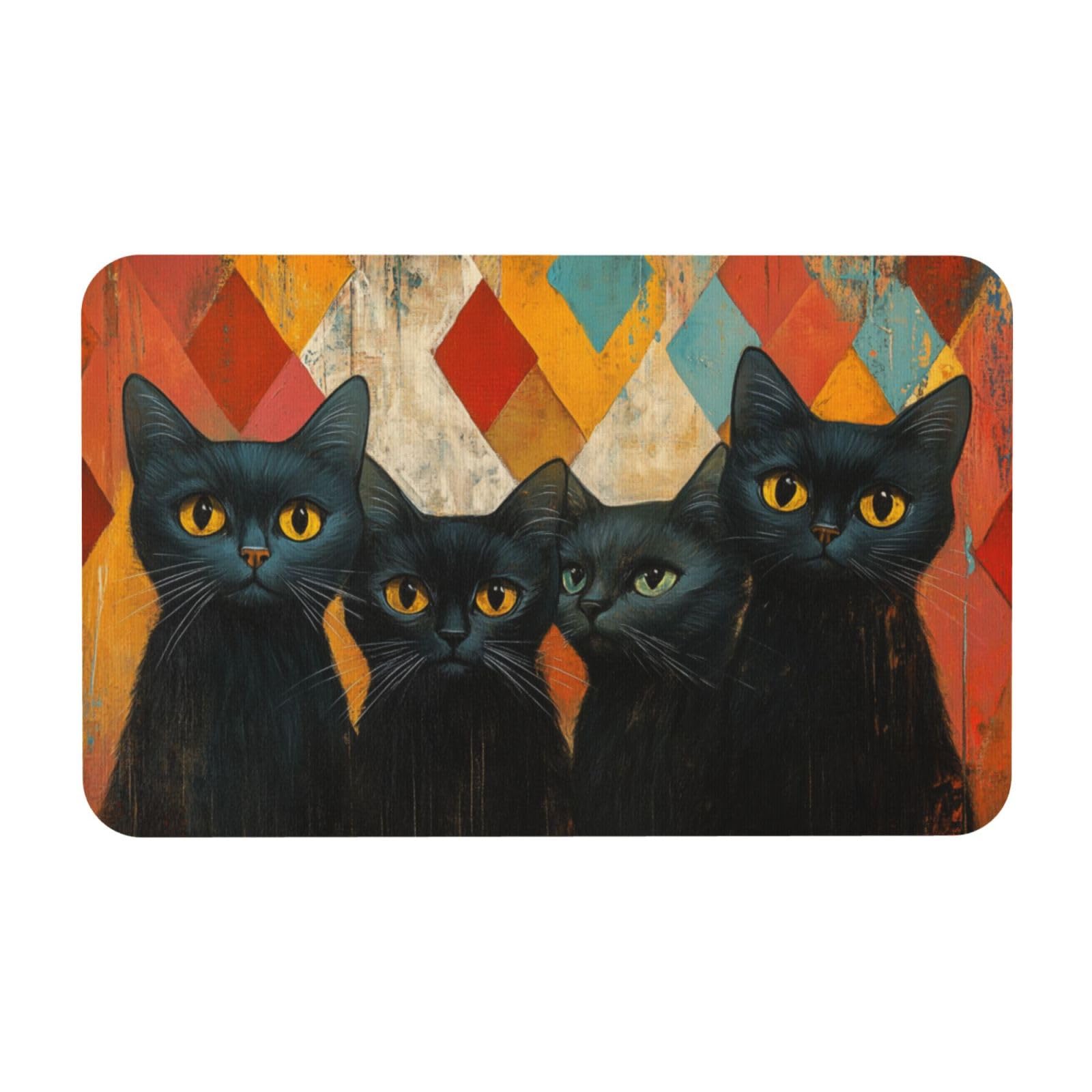Tapis de bain antidérapant cuisine chambre lavable 50x80 cm quatre chats