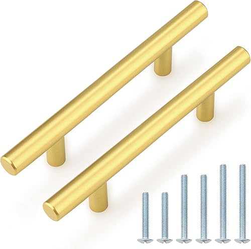 Miniatura 42 de Manijas en T de acero inoxidable niqueladas de Probrico, para gabinetes y cajones de cocina, Acero inoxidable, Paquete de 50 cepillado